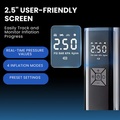 🚗 Portable Tire Inflator – Cordless Rechargeable Air Pump ⚡