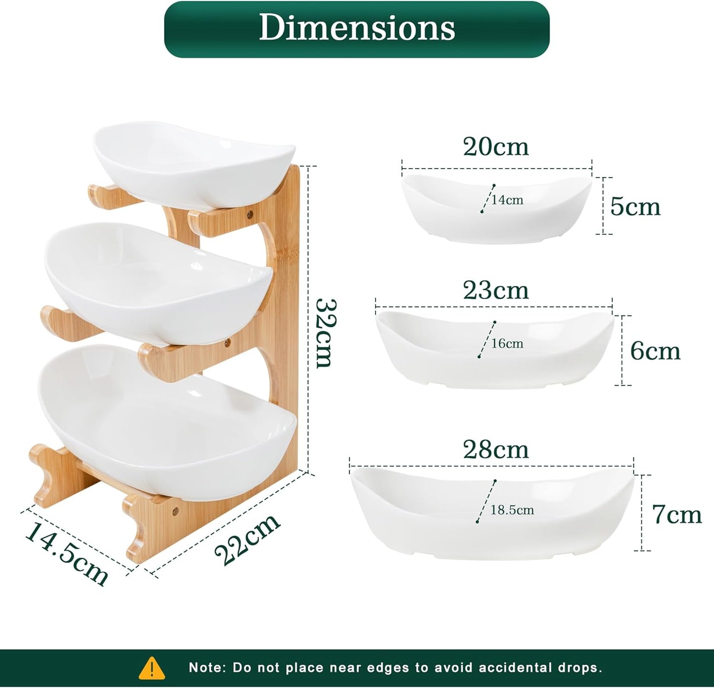 🔥Fruit tray storage rack | Ceramic bowl+bamboo rack | Dishwasher usable | FSC certified