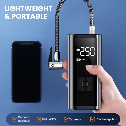 🚗 Portable Tire Inflator – Cordless Rechargeable Air Pump ⚡