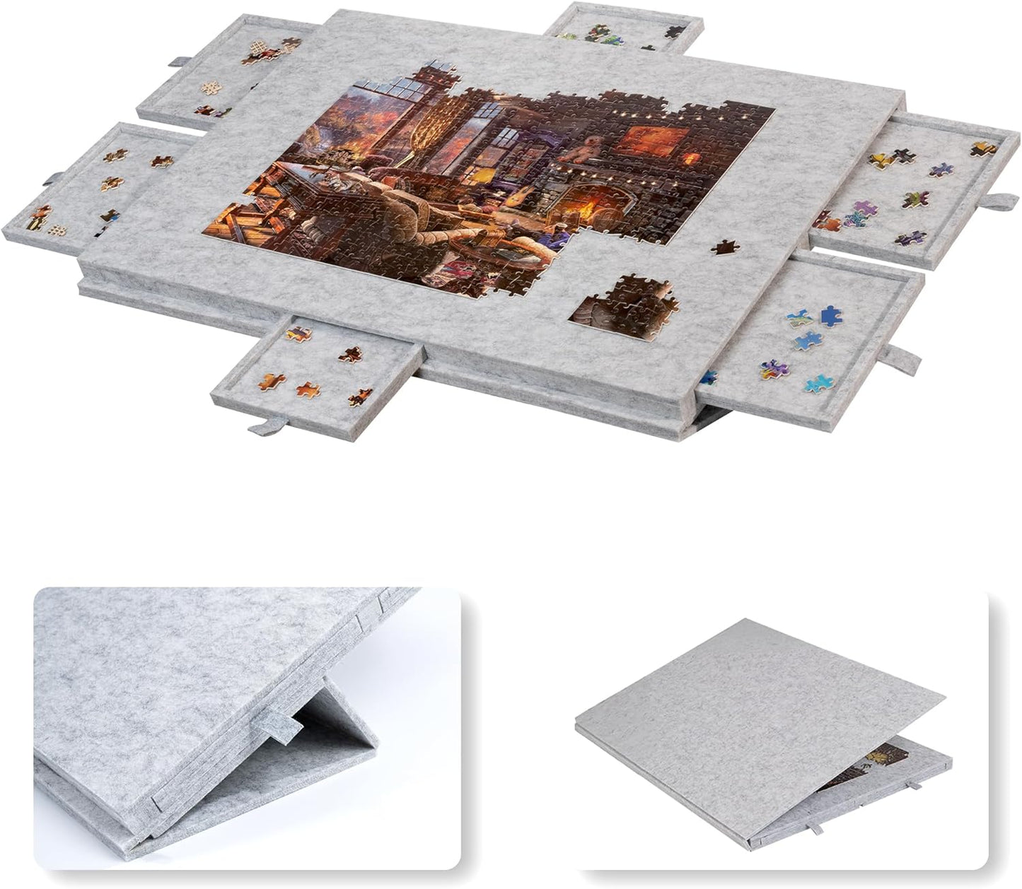 💥Free shipping🔥Ultra lightweight felt puzzle platform, equipped with a 2-in-1 design stand and cover, with 6 drawers