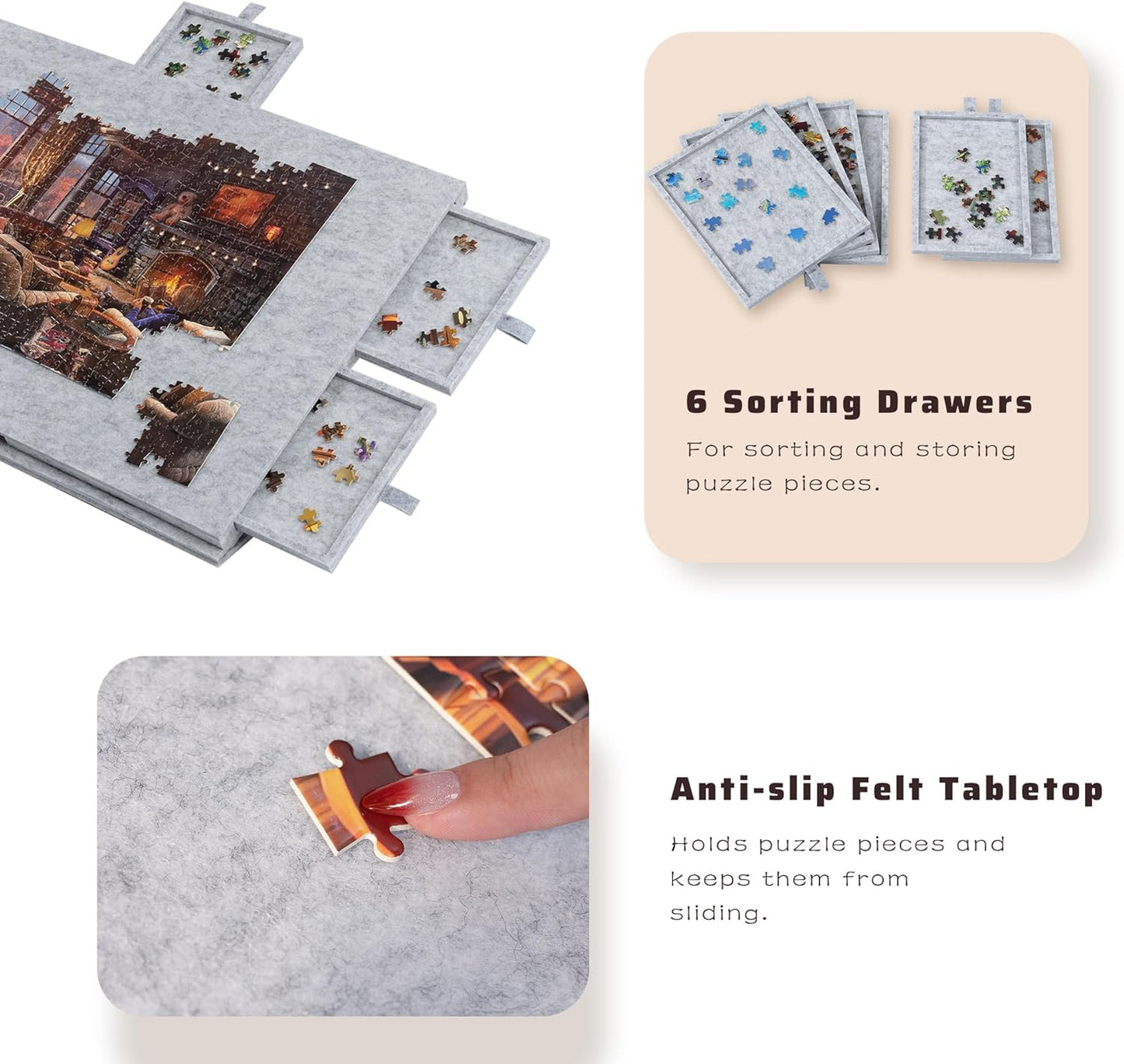 💥Free shipping🔥Ultra lightweight felt puzzle platform, equipped with a 2-in-1 design stand and cover, with 6 drawers