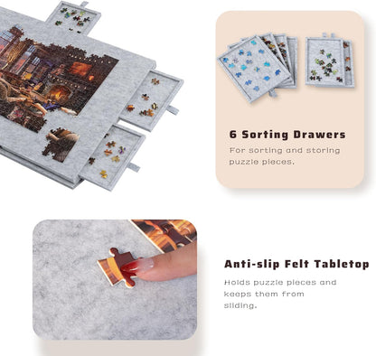 💥Free shipping🔥Ultra lightweight felt puzzle platform, equipped with a 2-in-1 design stand and cover, with 6 drawers