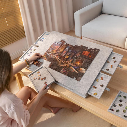 💥Free shipping🔥Ultra lightweight felt puzzle platform, equipped with a 2-in-1 design stand and cover, with 6 drawers