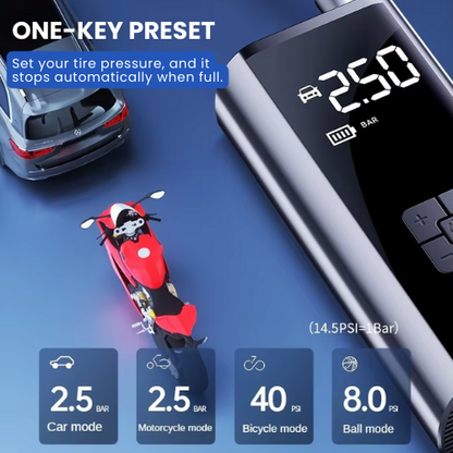 🚗 Portable Tire Inflator – Cordless Rechargeable Air Pump ⚡