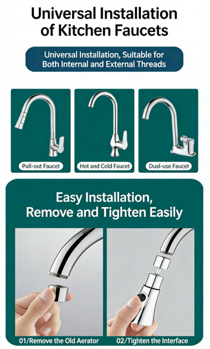 💧🌊 Multi functional booster faucet | 3-speed adjustment | splash proof | rotatable | universal