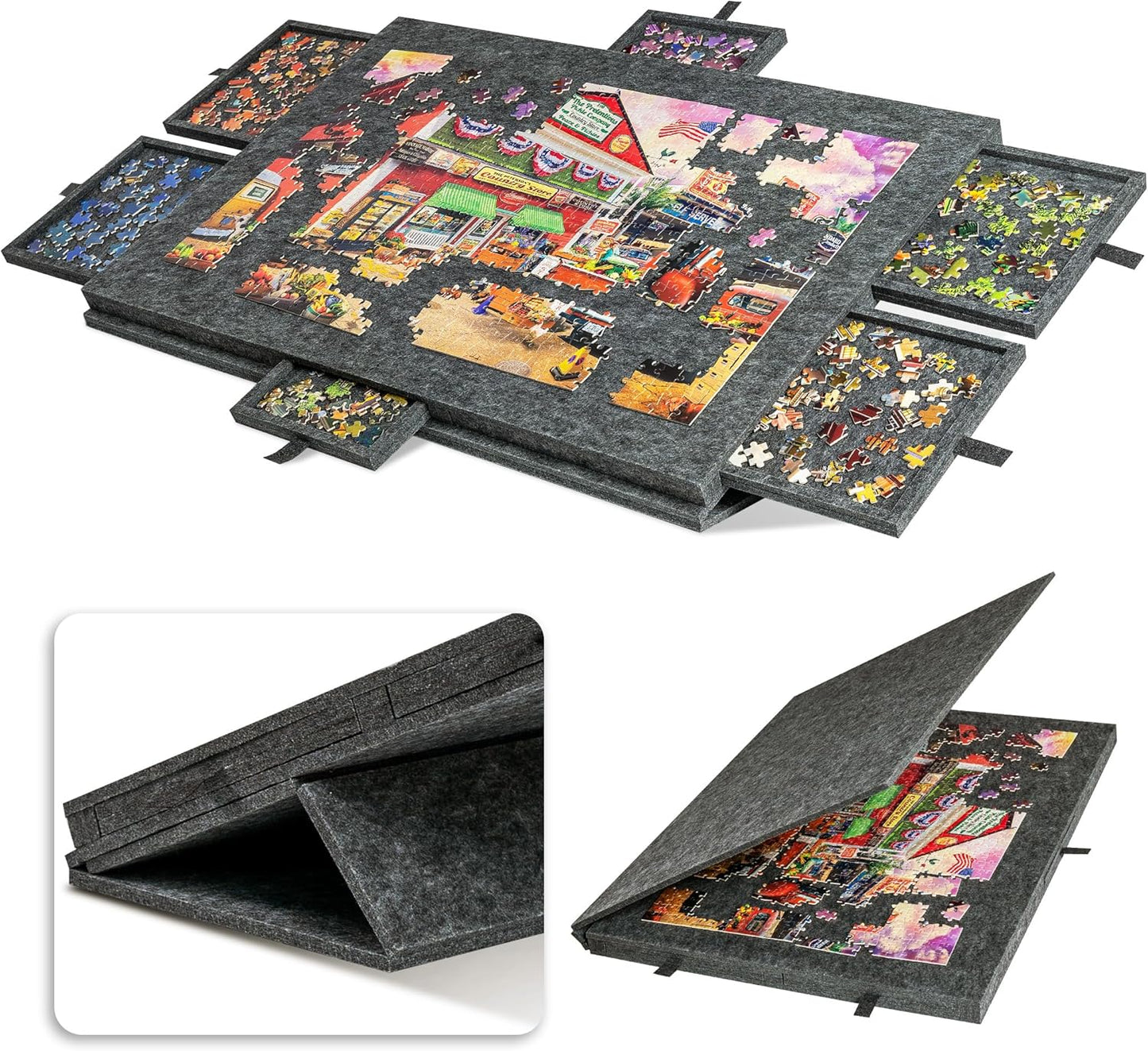 💥Free shipping🔥Ultra lightweight felt puzzle platform, equipped with a 2-in-1 design stand and cover, with 6 drawers