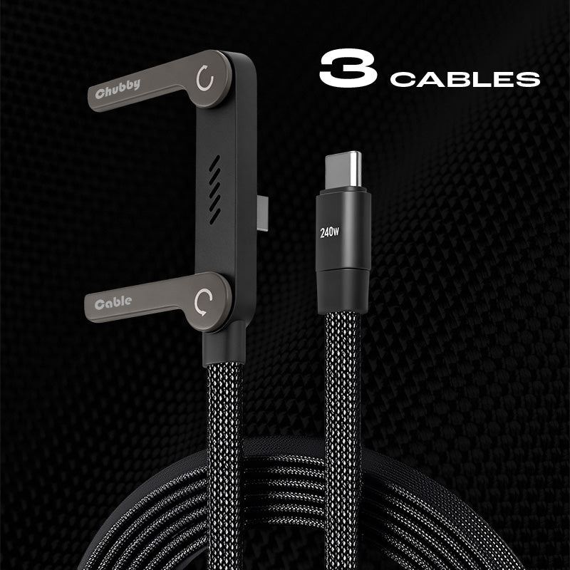 ChubbyCable StandLite™ - 240W Braided Fast Charge Cable With Built-in Phone Stand