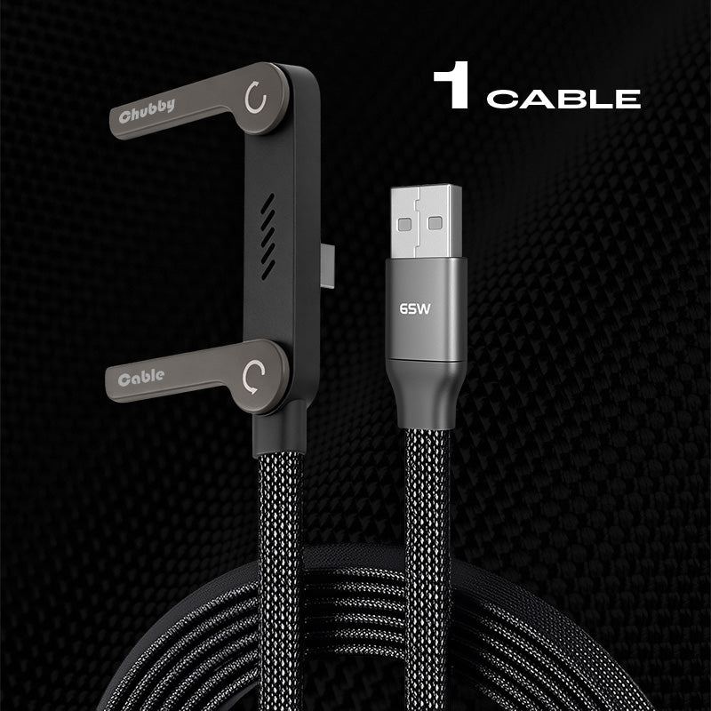 ChubbyCable StandLite™ - 240W Braided Fast Charge Cable With Built-in Phone Stand