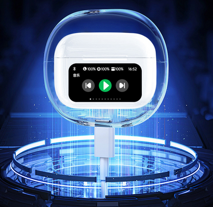 🎉Wireless Bluetooth headphones with full-color touchscreen, high sound quality, and low latency.