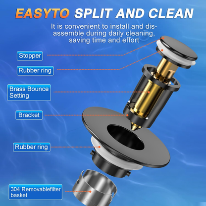 🔥Last save 49% OFF Bathroom Sink Stopper Hair Catcher, Universal Pop Up Sink Drain Filter with Stainless Steel Filter Basket, Bathroom Sink Drain Strainer