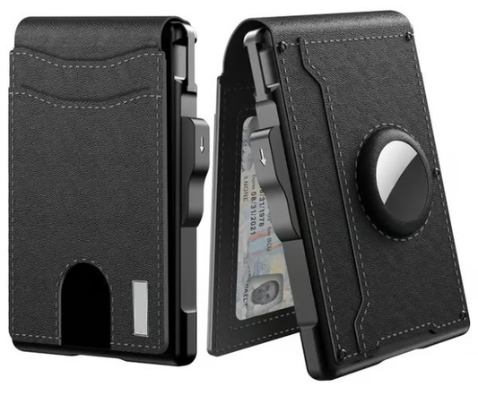 ✨Wallet - With Pop Up Aluminum Case Money Clip Slim Leather Slots Credit Card Holder RFID Blocking Bifold Minimalist Wallet