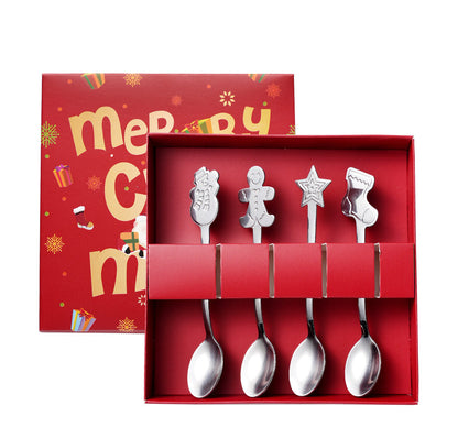 Stainless steel Christmas dessert spoons - Festive and creative Christmas gift set