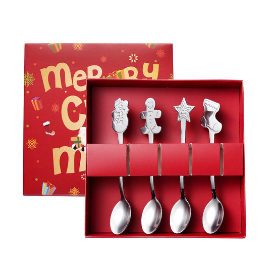 Stainless steel Christmas dessert spoons - Festive and creative Christmas gift set